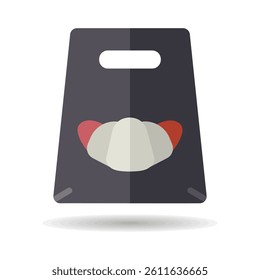 Fast food delivery take away paper bag vector icon. Croissant symbol. Delivery sign. Graph symbol for cooking web site and apps design, logo, app, UI