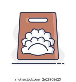 Entrega de comida rápida tirar o ícone de vetor de saco de papel. Símbolo de despejo. Sinal de entrega. Símbolo de gráfico para site de culinária e design de aplicativos, logotipo, aplicativo, UI