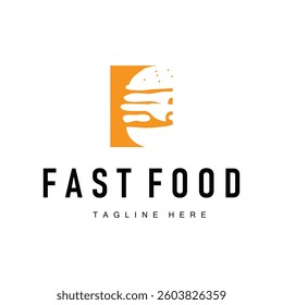 fast food design with minimalist burger logo concept illustration of food symbol product
