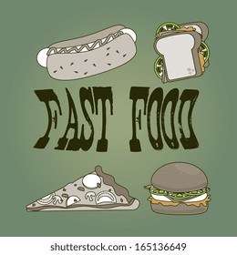 fast food design over blue background vector illustration