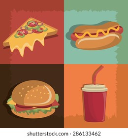 Fast food design over vintage background, vector illustration.