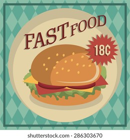 Fast food design over vintage background, vector illustration.