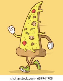 Fast food design. Running pizza illustration