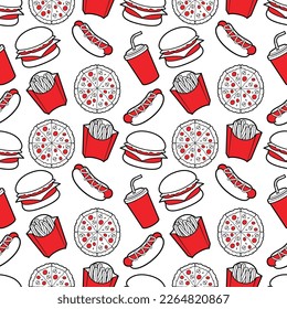 fast food design vector seamless pattern