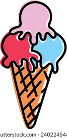 Fast Food Desserts Ice Cream Cones Waffle Triple Clipart