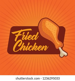 Fast food diner labels set. Fried chicken signs perfect for food truck or fast food restaurant.