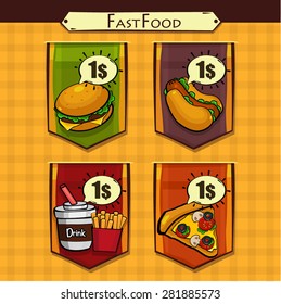 Fast food dishes icon set - vector (part 1)