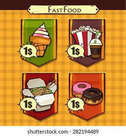 Fast food dishes icon set - vector (part 3)