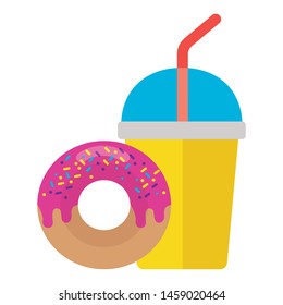fast food donut and soda vector illustration