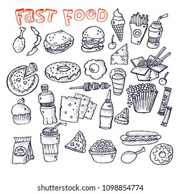 fast food, doodle