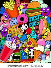Fundo de rabiscar de fast food