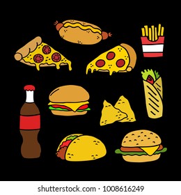 fast food doodle icons