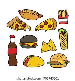 fast food doodle icons