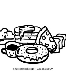 Fast Food Doodle Icons Hand Made Vector Line Art Sketch