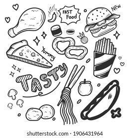 Fast food Doodle Illustration Drawing Art