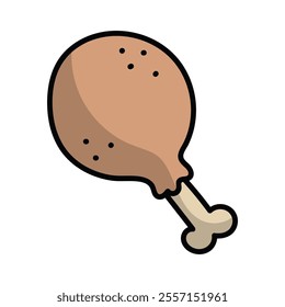 Fast Food Doodle Illustration - Fried Chicken