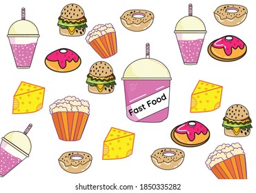 fast food doodle illustration vector