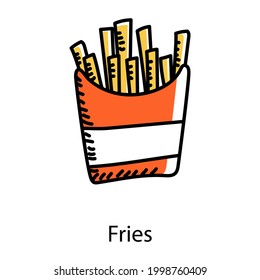 Fast food doodle style icon of fries 