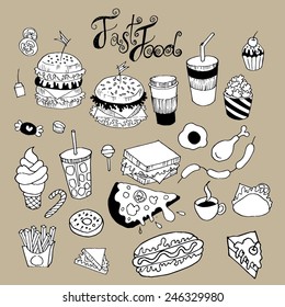 Fast Food Doodle Vector