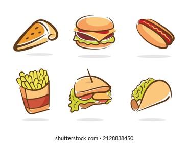 Fast Food Doodle Vector Set
