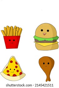 Vector de Doodle de comida rápida para pegatinas
