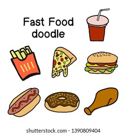 Fast Food doodle vector Vintage