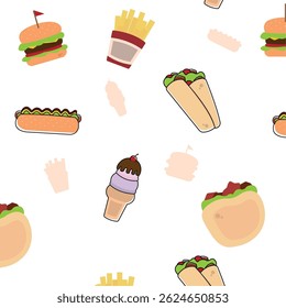 Fast food doodles mix. Vector illustration