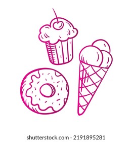 Fast food doodles. Vector illustration isolated on white background