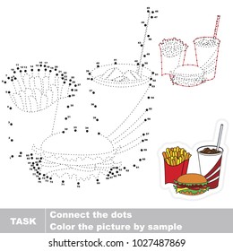 Fast Food. Dot to dot educational game for kids.