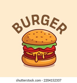 fast food Double patty burger vector design logo 