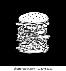 fast food drawing object black white 