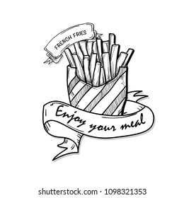 fast food drawing object black white French fries