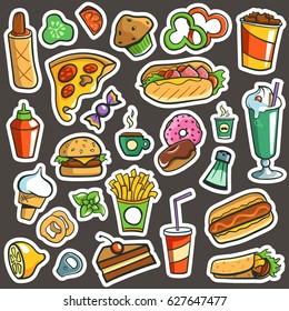 Fast Food Drawings. 26 separated vector objects.