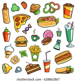 Fast Food Drawings White Background Stock Vector (Royalty Free ...