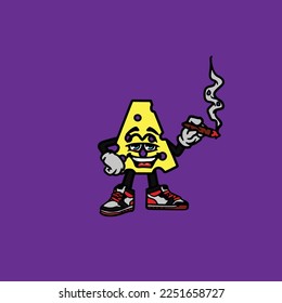 comida rápida y bebida queso vectorial fumar mango mango algas malezas mascota de dibujos animados