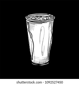 fast food drink cup drawing object black white 