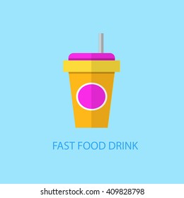 Fast food drink flat icon 