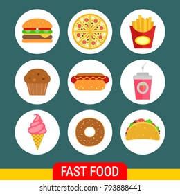 Fast Food Illustration Cartoon Style Pictures Stock Vector (Royalty ...