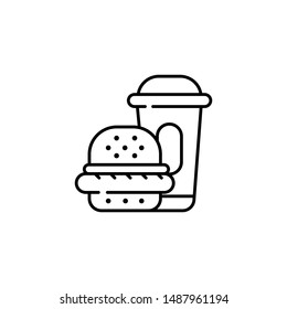 fast food with drink icon vector. hamburger sign-icon vector. web design and mobile design. white background. 