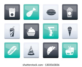 fast food and drink icons over color background - vector icon set