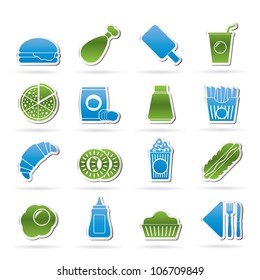 fast food and drink icons - vector icon set