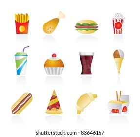 fast food and drink icons - vector icon set
