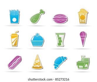 fast food and drink icons - vector icon set