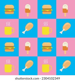 fast food and drink pattern illustration design