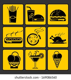 fast food and drink set of icon