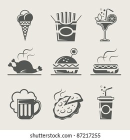 fast food and drink set of icon vector illustration