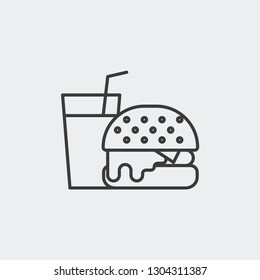 Fast food, drink, soda, burger, food modern clear flat outline vector icon
