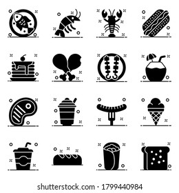 Fast Food and Drinks in Modern Flat Style Pack 