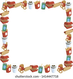 fast food and drinks pattern burger pizza vector illustration
