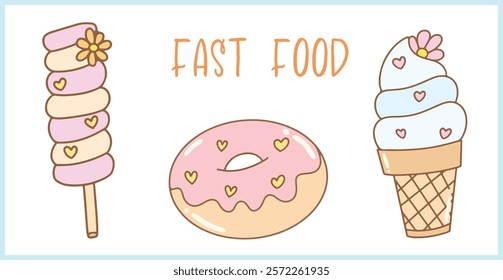 Fast food, drinks and snacks